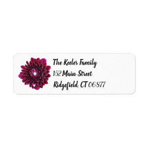Etiqueta Deep Purple Dahlia Flor Dirección personalizada