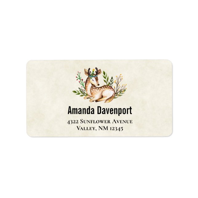 Etiqueta Deer acuarela de bonito que baja el Boho (Frente)