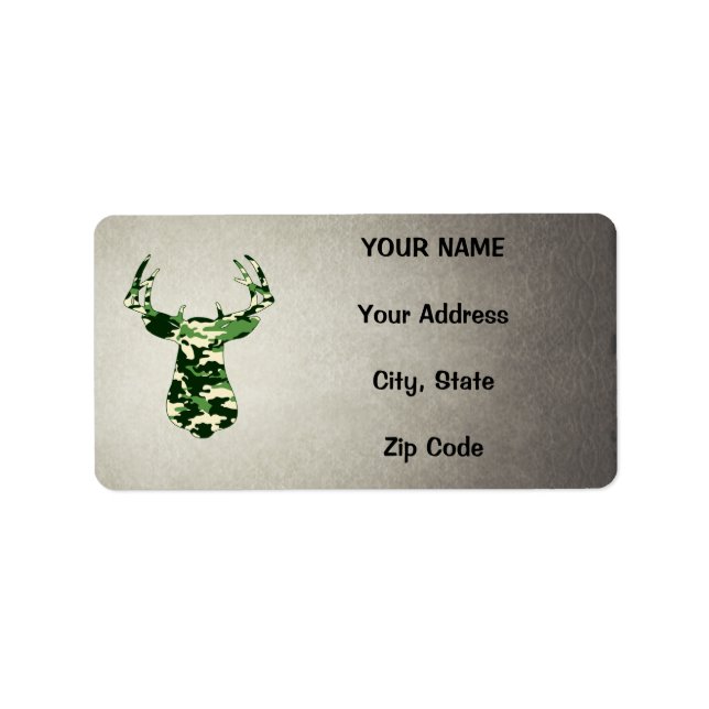 Etiqueta Deer Hunting Camo Buck (Frente)