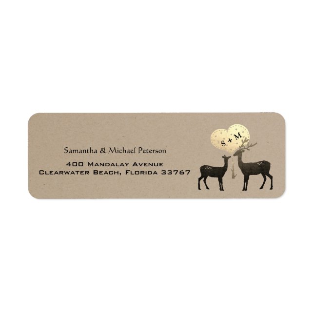 Etiqueta Deer Love Woodland Deer Boda Personalizado (Frente)