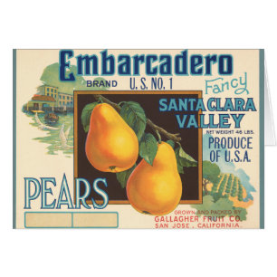 Etiqueta del cajón de las peras de Embarcadero del