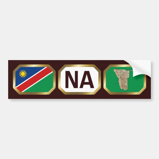 Etiqueta del código de la bandera de Namibia pegat (Frente)