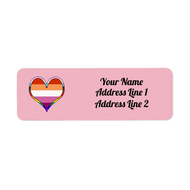 Etiqueta del corazón del orgullo lésbico (Frente)