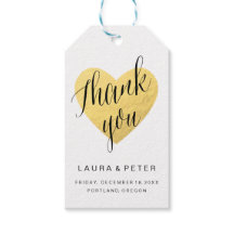 Etiqueta del corazón del oro gracias por el favor