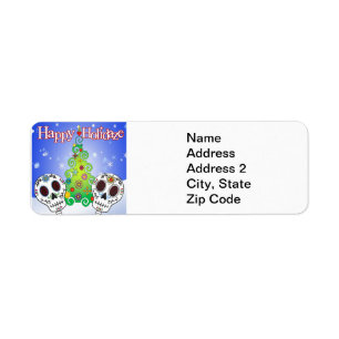 Etiqueta del cráneo del azúcar de Holidaze