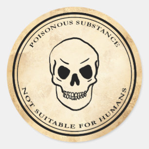 Etiqueta del cráneo del veneno de la alquimia del