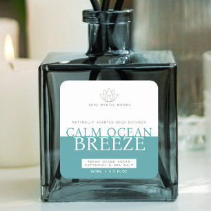 Etiqueta del difusor de la brisa marina verde azul