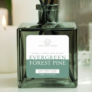 Etiqueta del difusor de pino verde del bosque ever