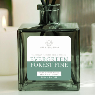 Etiqueta del difusor de pino verde del bosque ever