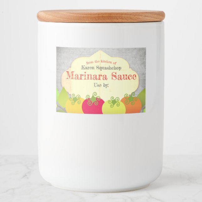 Etiqueta del envase de albahaca de tomate de comid (Anverso)