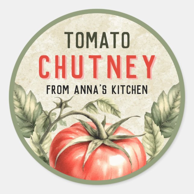 Etiqueta del envase de Chutney de tomate con sensa (Anverso)