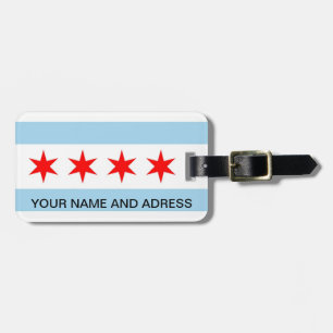 Etiqueta del equipaje con bandera de Chicago, Illi