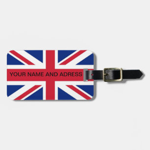 Etiqueta del equipaje con bandera del Reino Unido