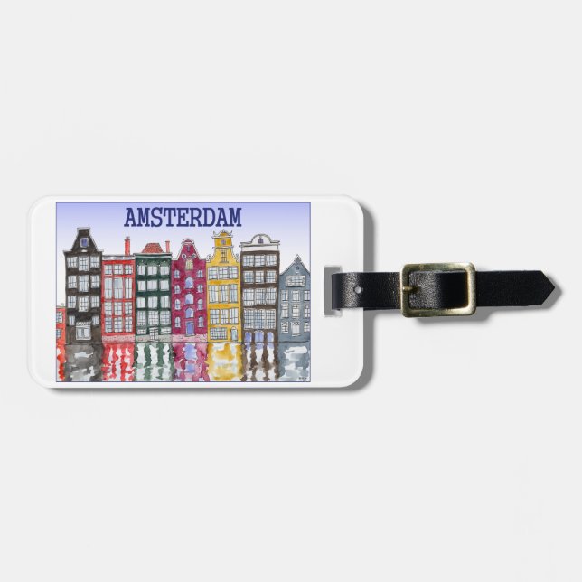 Etiqueta del equipaje de Amsterdam con el (Frente Horizontal)