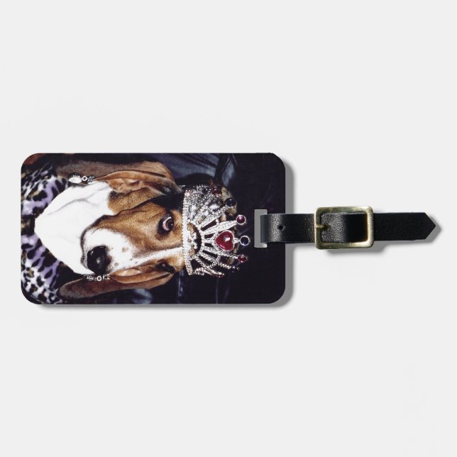 Etiqueta del equipaje de Basset Hound (Frente Horizontal)