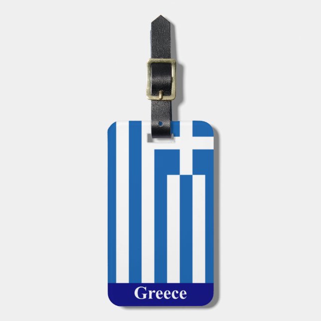 Etiqueta del equipaje de la bandera de Grecia (aña (Frente Vertical)