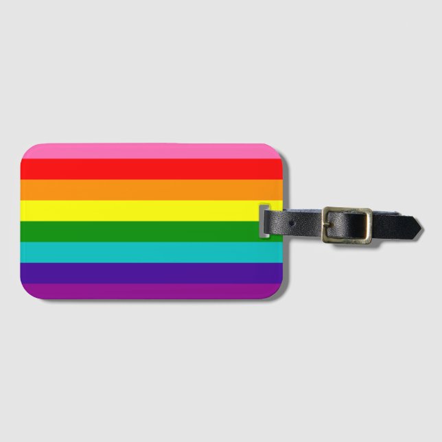 Etiqueta del equipaje de la bandera gay arcoiris L (Anverso horizontal)