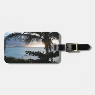 Etiqueta del equipaje de la escena de la playa de