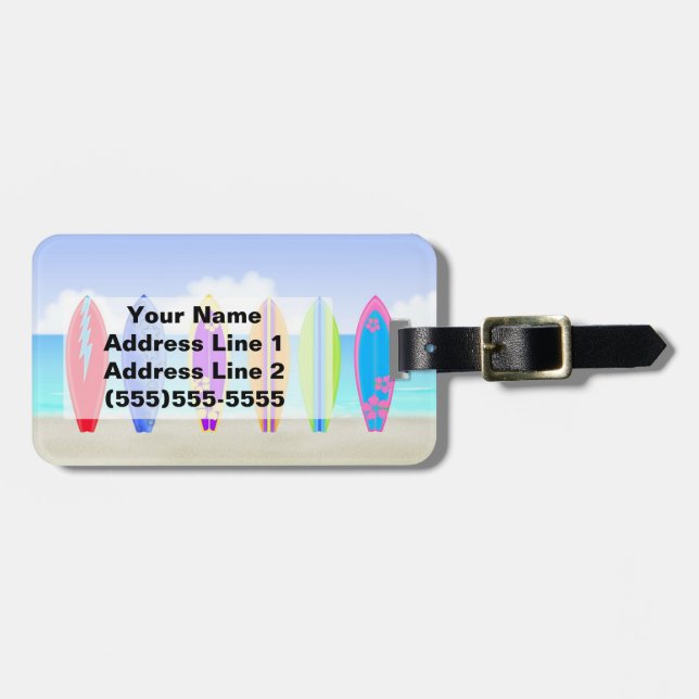 Etiqueta del equipaje de la playa de las tablas (Frente Horizontal)