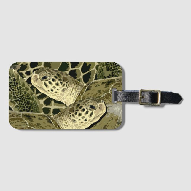Etiqueta del equipaje de la tortuga verde (Anverso horizontal)