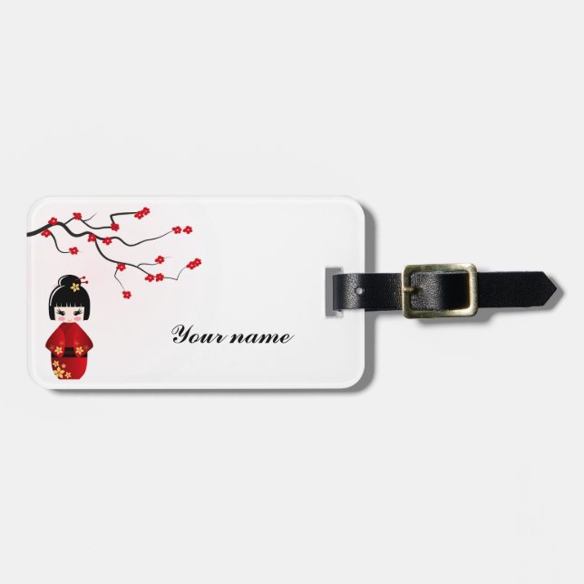 Etiqueta del equipaje de las muñecas de Kokeshi (Frente Horizontal)