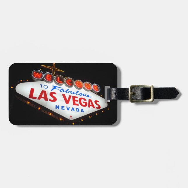 Etiqueta del equipaje de Las Vegas (negro) (Frente Horizontal)