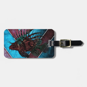 Etiqueta del equipaje de los pescados del león con