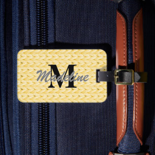 Etiqueta del equipaje de punto amarillo + nombre, 