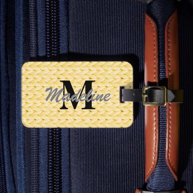 Etiqueta del equipaje de punto amarillo + nombre,  (Anverso In situ 4)