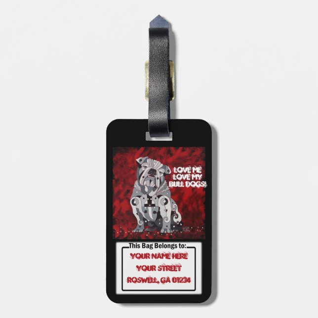 Etiqueta del equipaje del bulldog (Atrás Vertical)
