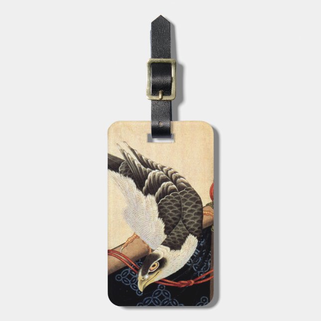 Etiqueta del equipaje del halcón de Hokusai (Frente Vertical)