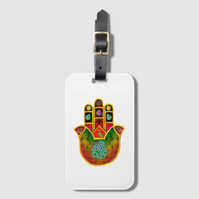 Etiqueta del equipaje del Mah Jongg Hamsa (Anverso vertical)