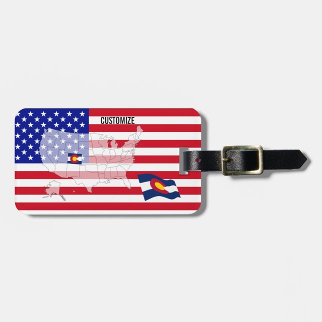 Etiqueta del equipaje del mapa de la bandera del (Frente Horizontal)