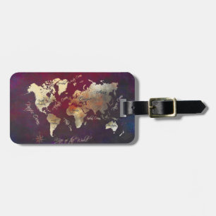 etiqueta del equipaje del mapa del mundo