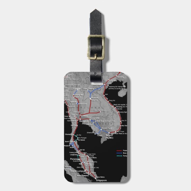 Etiqueta del equipaje del mapa del tren de Asia (Frente Vertical)