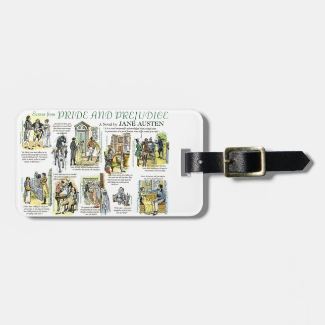 Etiqueta del equipaje del orgullo y del perjuicio (Frente Horizontal)