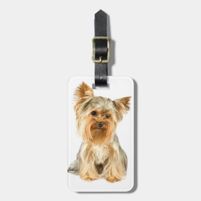 Etiqueta del equipaje del perrito de Yorkie (Frente Vertical)