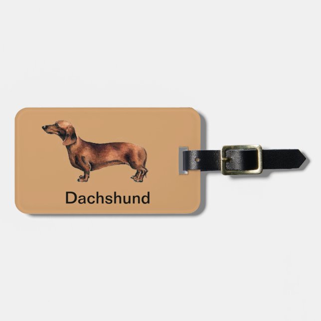 Etiqueta del equipaje del perro del Dachshund (Frente Horizontal)