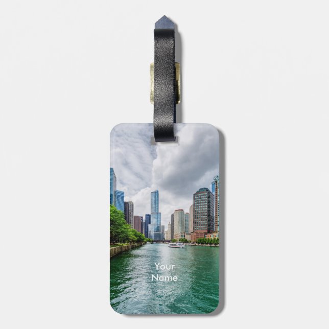 Etiqueta del equipaje del río Chicago (Atrás Vertical)