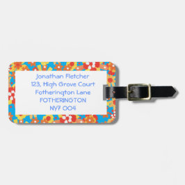 Etiqueta del equipaje, estampado de flores