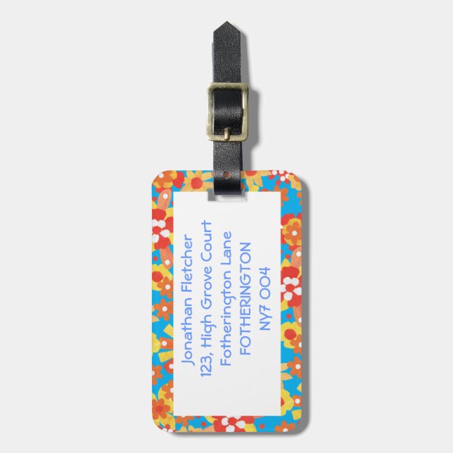 Etiqueta del equipaje, estampado de flores (Frente Vertical)