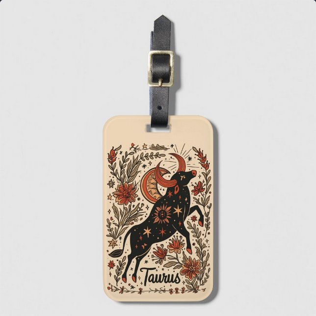 Etiqueta del equipaje Taurus Celestial Zodiac Art (Subido por el creador)