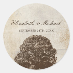 Etiqueta del Favor de la Boda de Oble Marrón Vinta