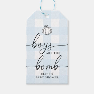 Etiqueta del Favor de la Bomba Azul Gingham Bath F