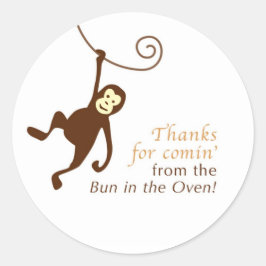 Etiqueta del favor de la ducha de bebé de un mono