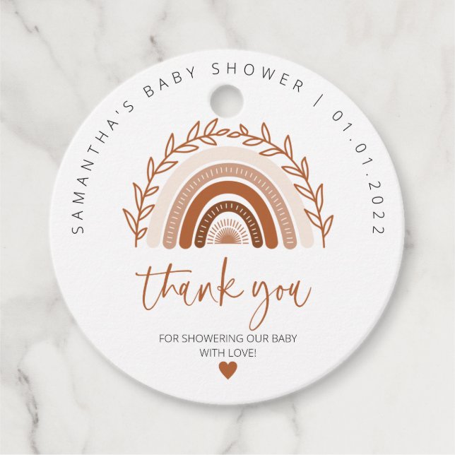 Etiqueta del Favor del Arcoiris Boho , Tonos Terra (Anverso)