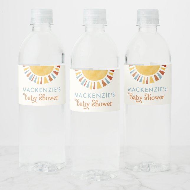Etiqueta del frasco de agua Baby Shower de Sun Boh (Botellas)