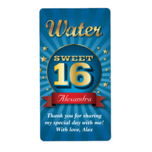Etiqueta del frasco de agua Big Bash Sweet 16