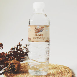 Etiqueta del frasco de agua de cumpleaños del avió