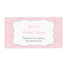 Etiqueta del frasco de agua de Damasco rosa y gris